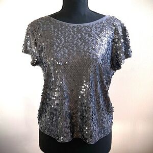 Express Silver/Gray Sequin Blouse